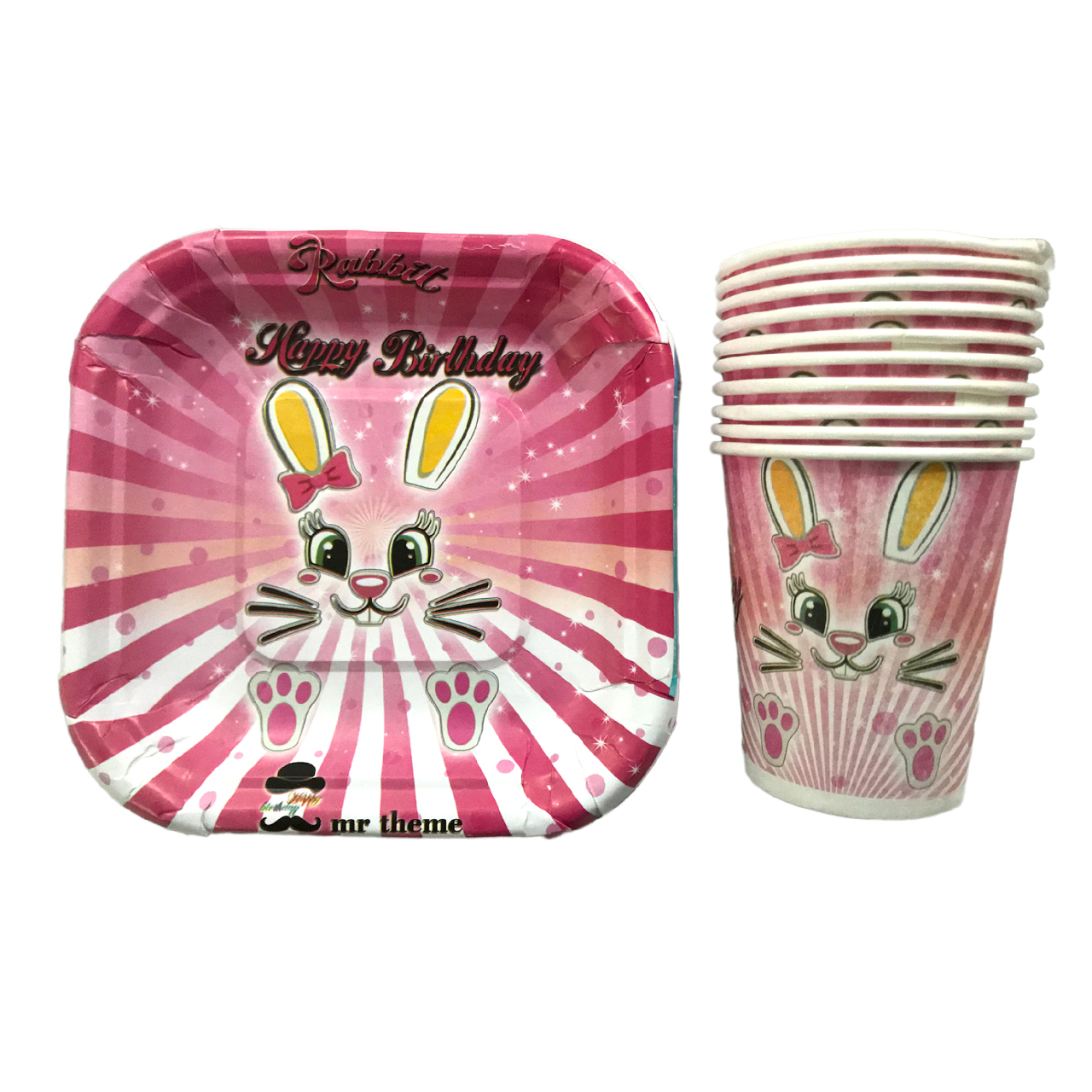 پیش دستی و لیوان یکبار مصرف مستر تم مدل خرگوش بسته 20 عددی