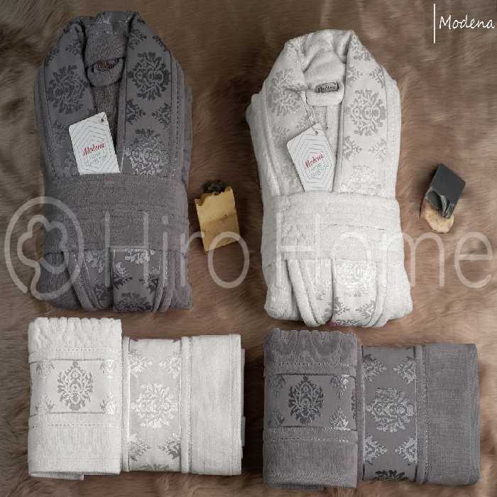 حوله ست دو نفره مودنا رنگ سنگی و استخونی