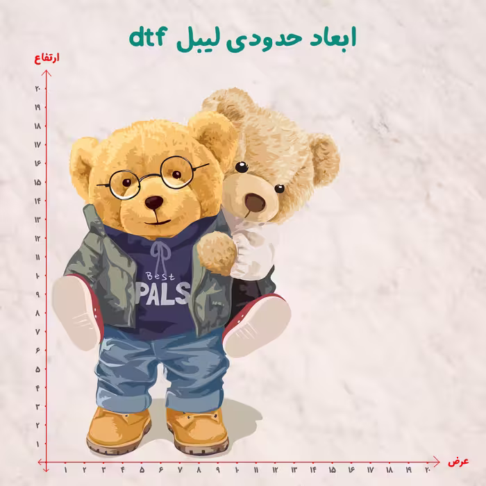 استیکر پارچه و لباس مدل dtf طرح تدی کد H20.198 مجموعه 3 عددی