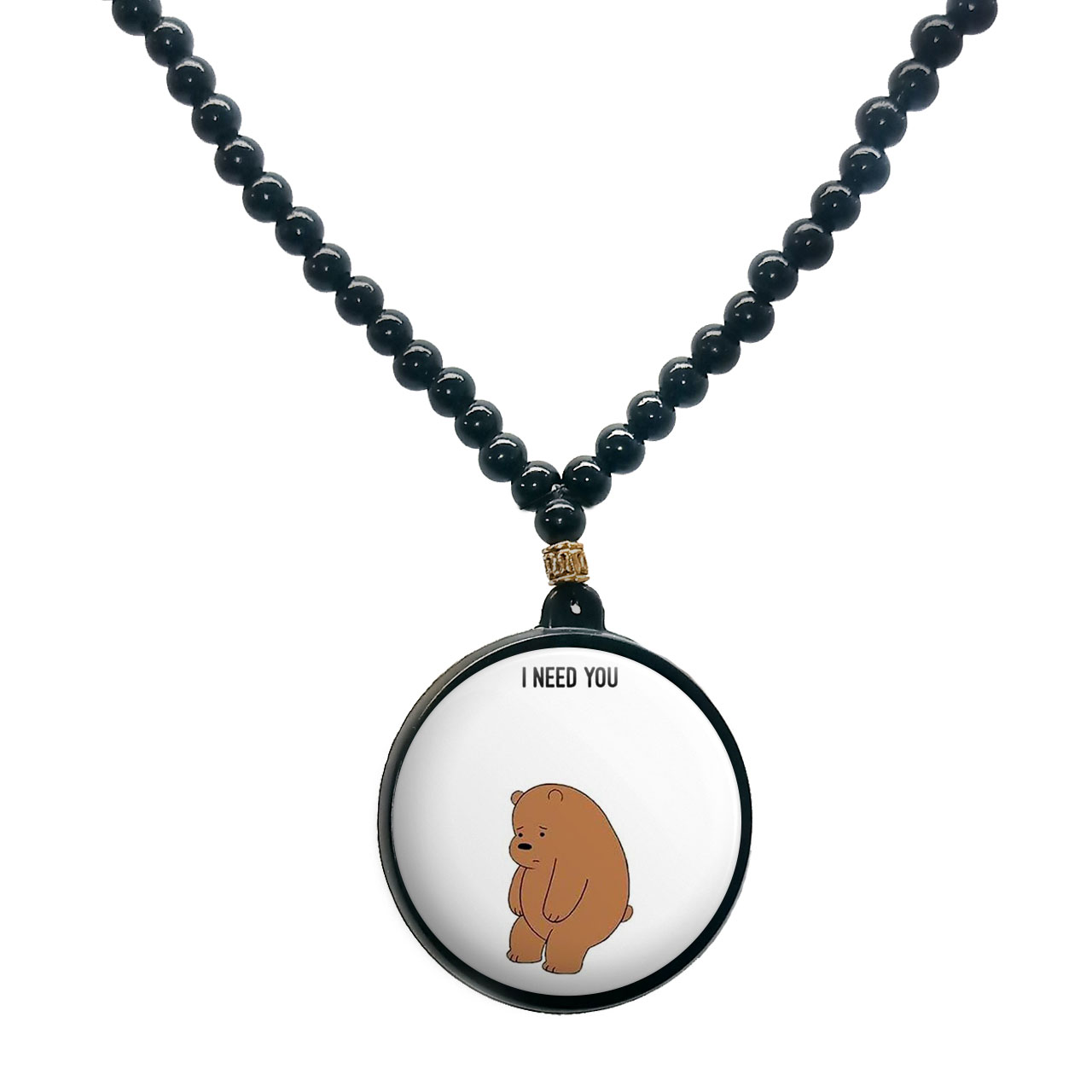 گردنبند پرمانه طرح خرس‌های کله‌فندقی کد pmd.10231 مدل دو طرفه