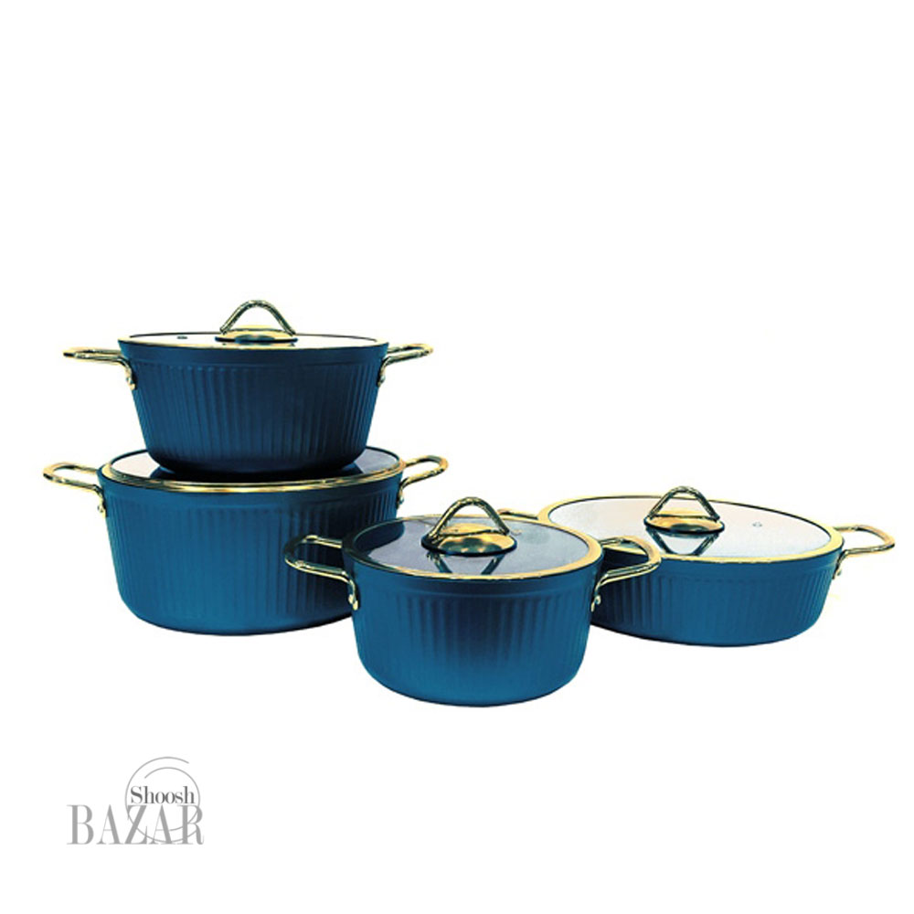 سرویس قابلمه 8 پارچه کله غازی فلورانس درب طلایی یونیک کد 8406