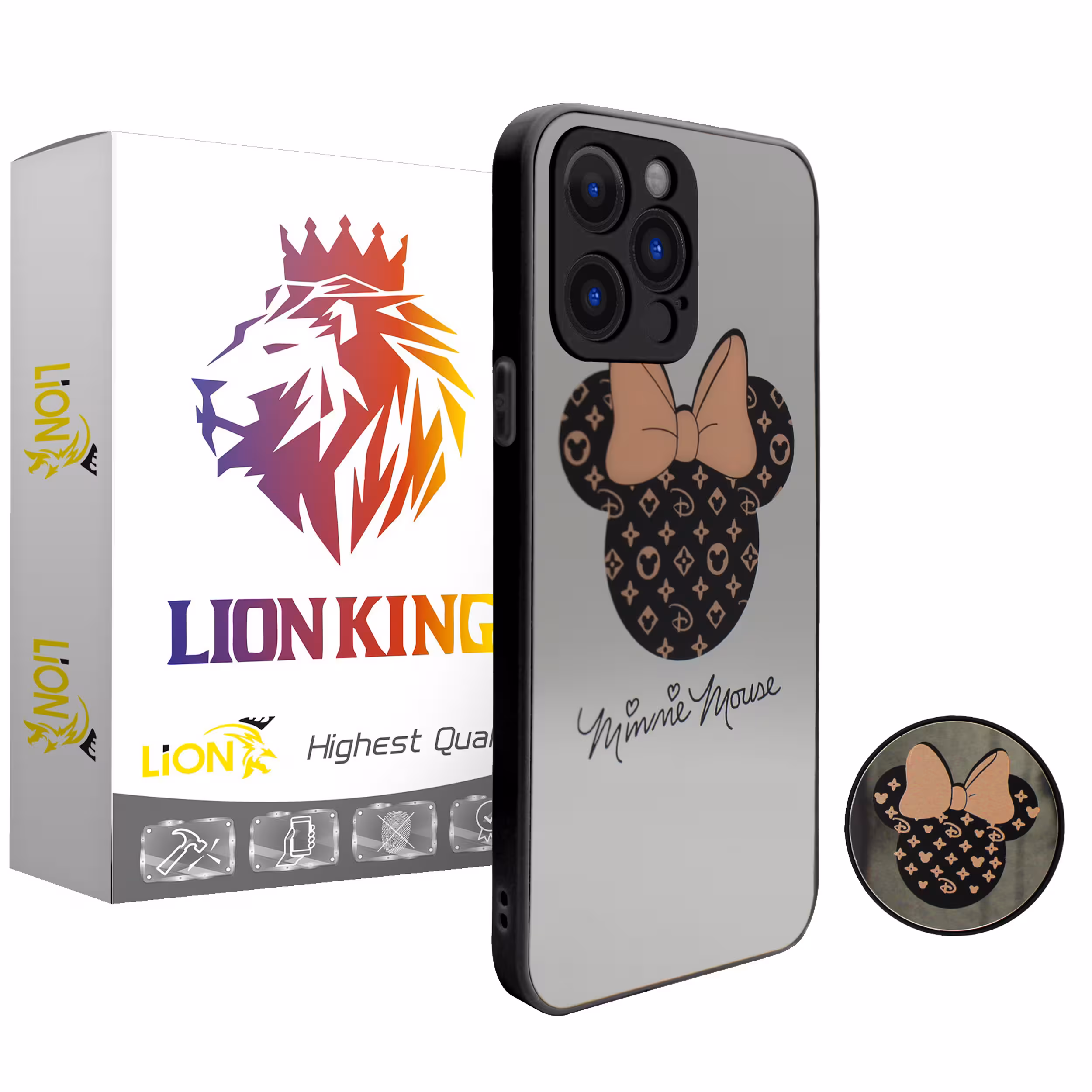 کاور لاین کینگ مدل Ayenehmiki مناسب برای گوشی موبایل اپل iPhone 12 Pro به همراه پایه نگهدارنده