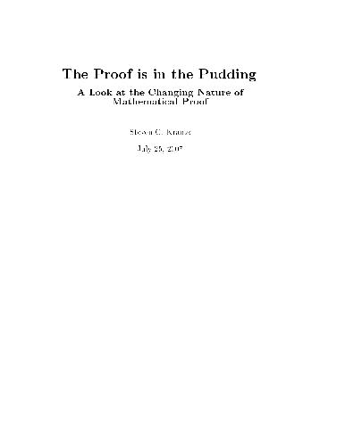 خرید و دانلود نسخه کامل کتاب The proof is in the pudding. A look at the changing nature of mathematical proof