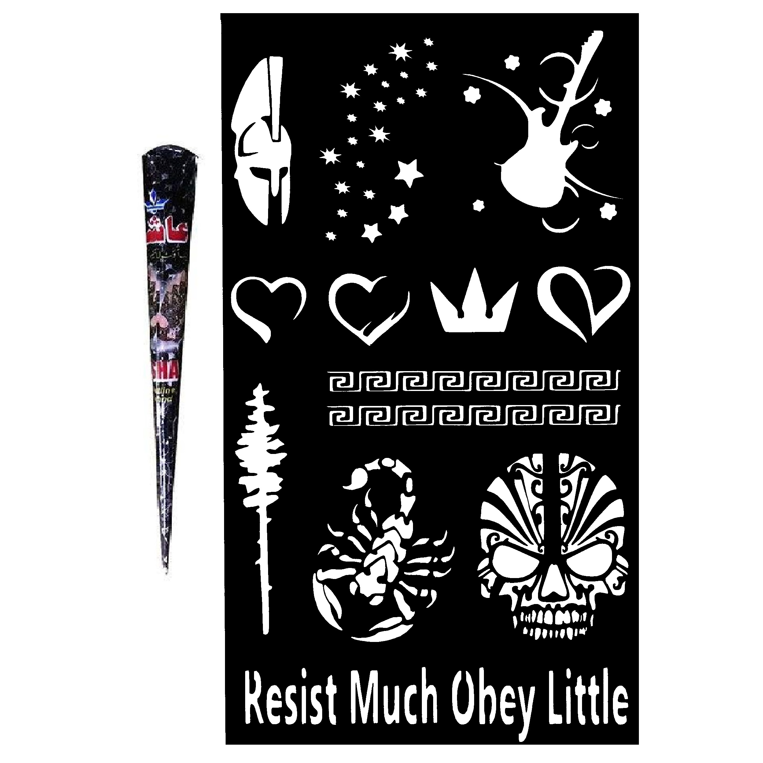 حنا طراحی و شابلون تتو موقت مدل S03 مجموعه 14 عددی