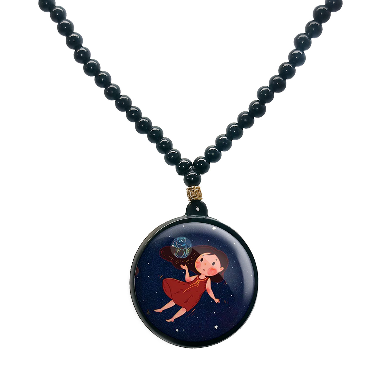 گردنبند پرمانه طرح دخترونه کد pmd.8476 مدل دو طرفه