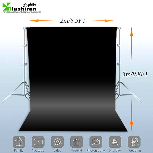 پرده (فون) شطرنجی 3 × 2 متر مشکی