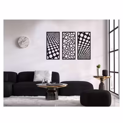 دیوارکوب طرح دایره و خط مدل 8O3D مجموعه 3 عددی