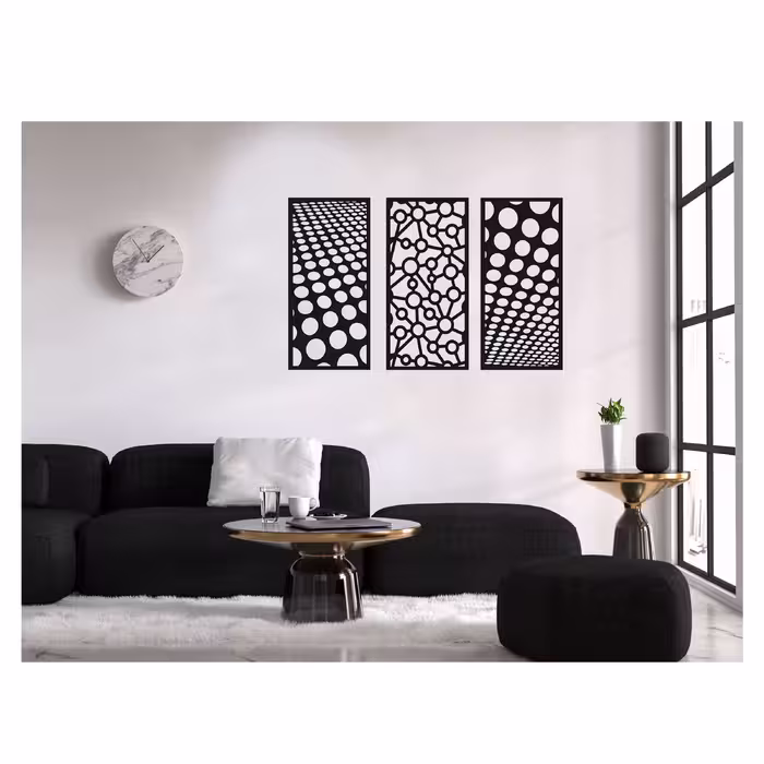 دیوارکوب طرح دایره و خط مدل 8O3D مجموعه 3 عددی