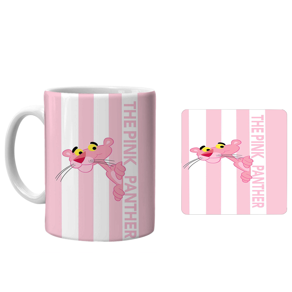 ماگ طرح پلنگ صورتی xp2 به همراه زیرلیوانی