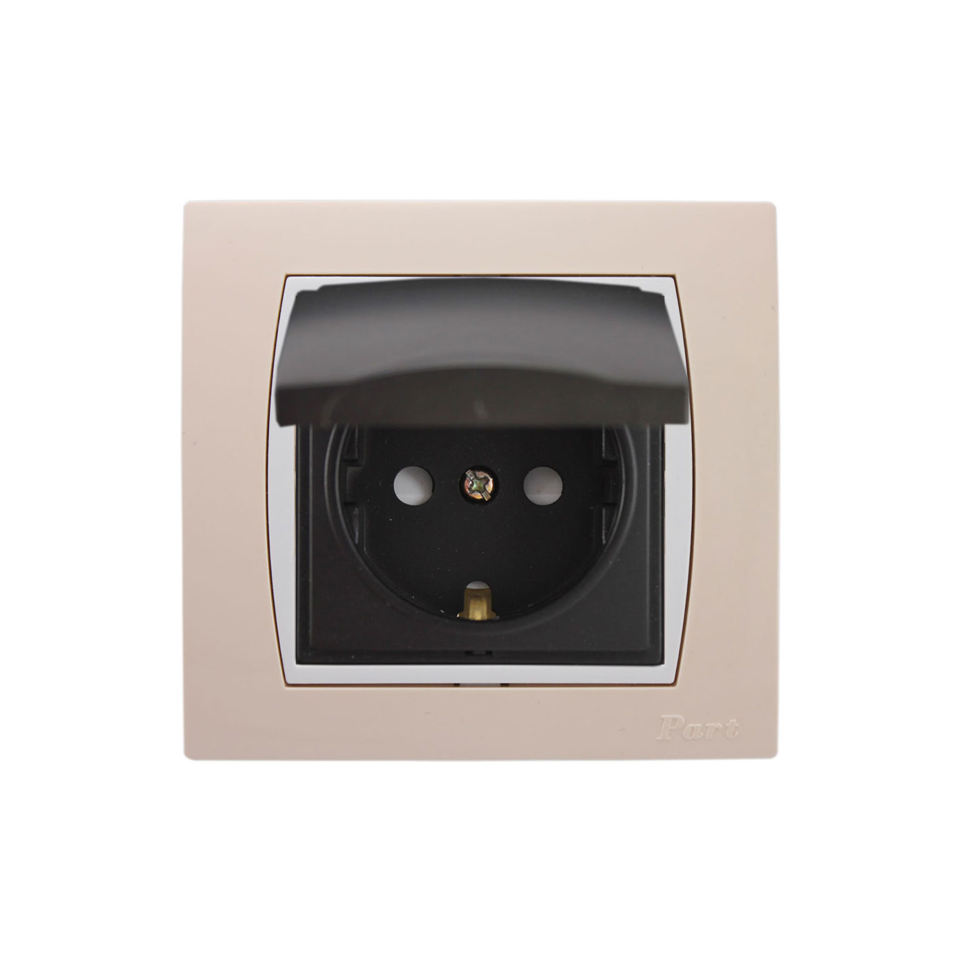 پریز دربدار بدون ارت با قفل کودک کرم پارت الکتریک مدل آذین 5029-4107