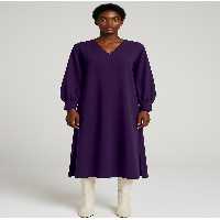 پیراهن بنفش زنانه آستین و بادکنک لباس CREPE SOFT MIDI Mert Erkan