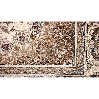 فرش ماشینی زمرد مشهد مدل CRM008 زمینه کرم