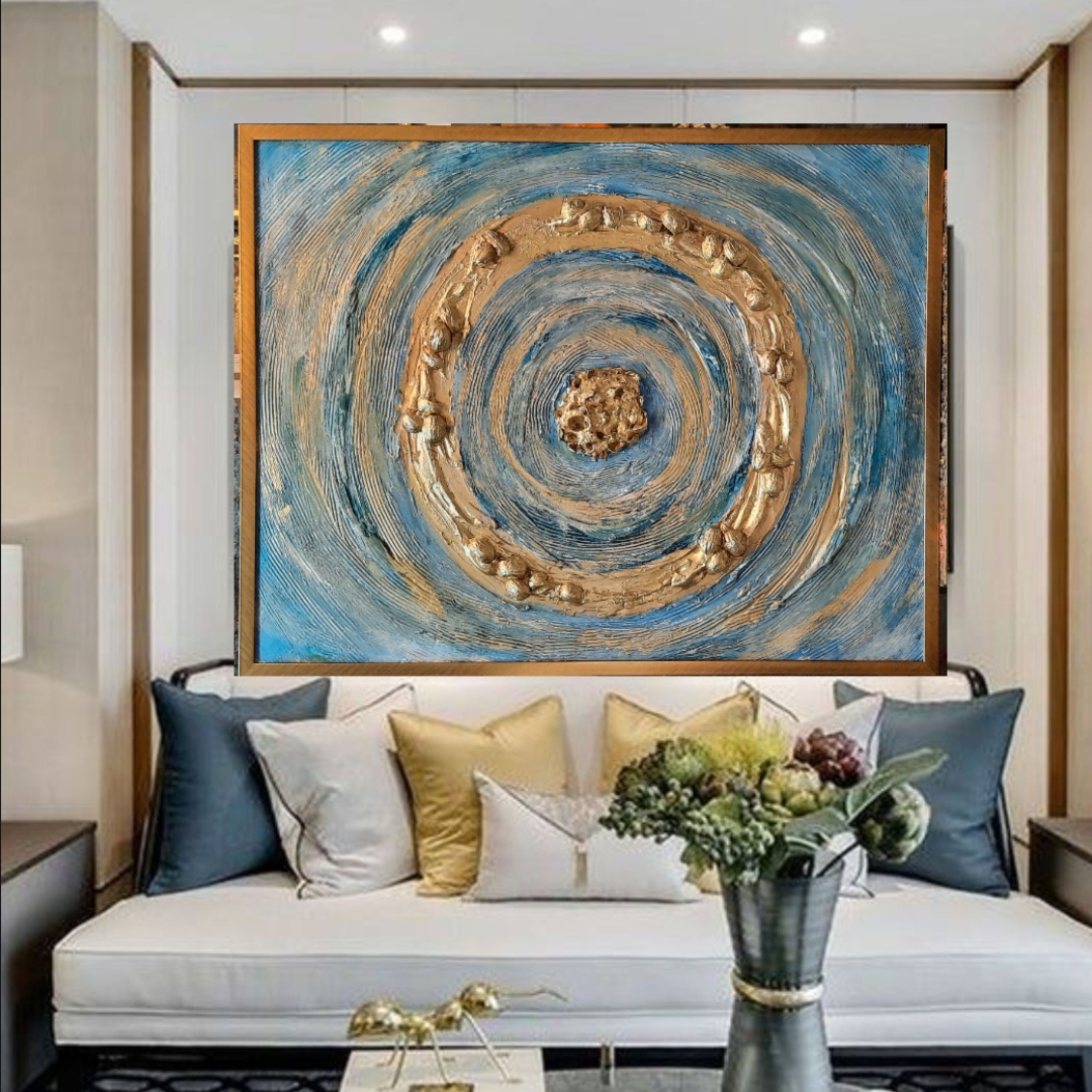 تابلو نقاشی مدرن کار دست ورق طلا و نقش برجسته