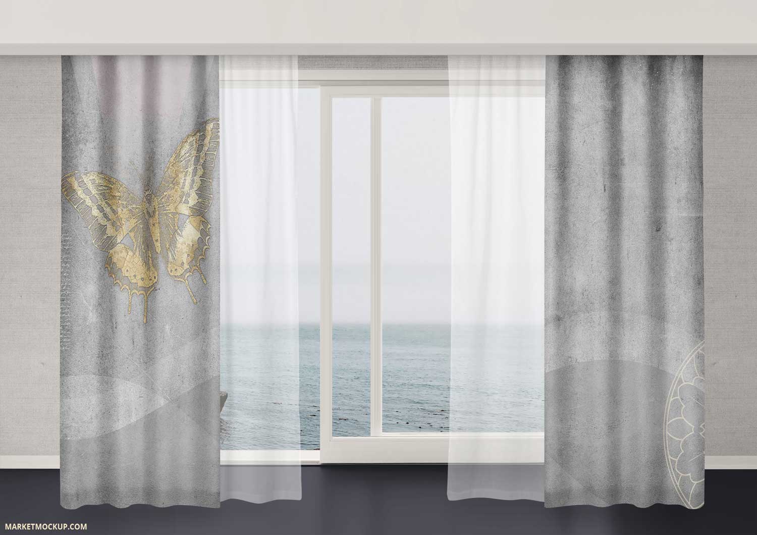 پرده هنری پروانه طلایی