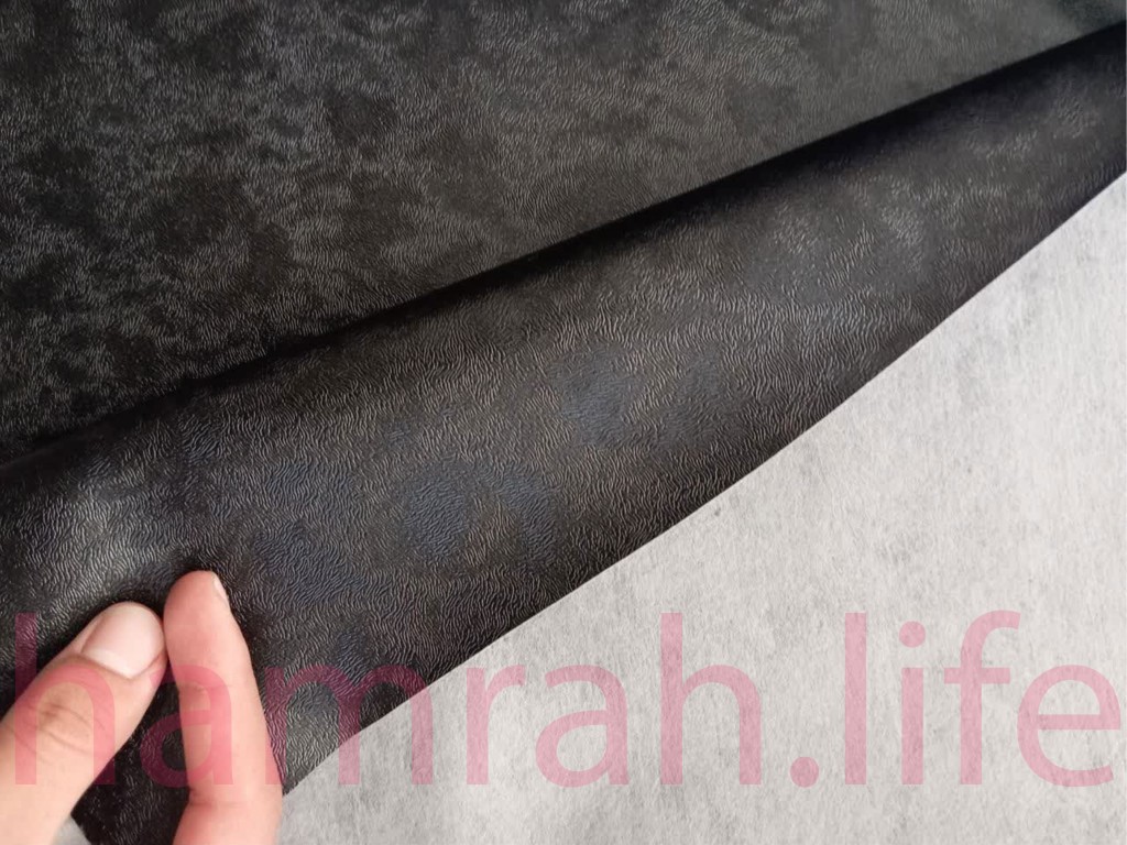 چرم مصنوعی ( آستر ) مشکی پوست آهویی واترجت ضخامت 75