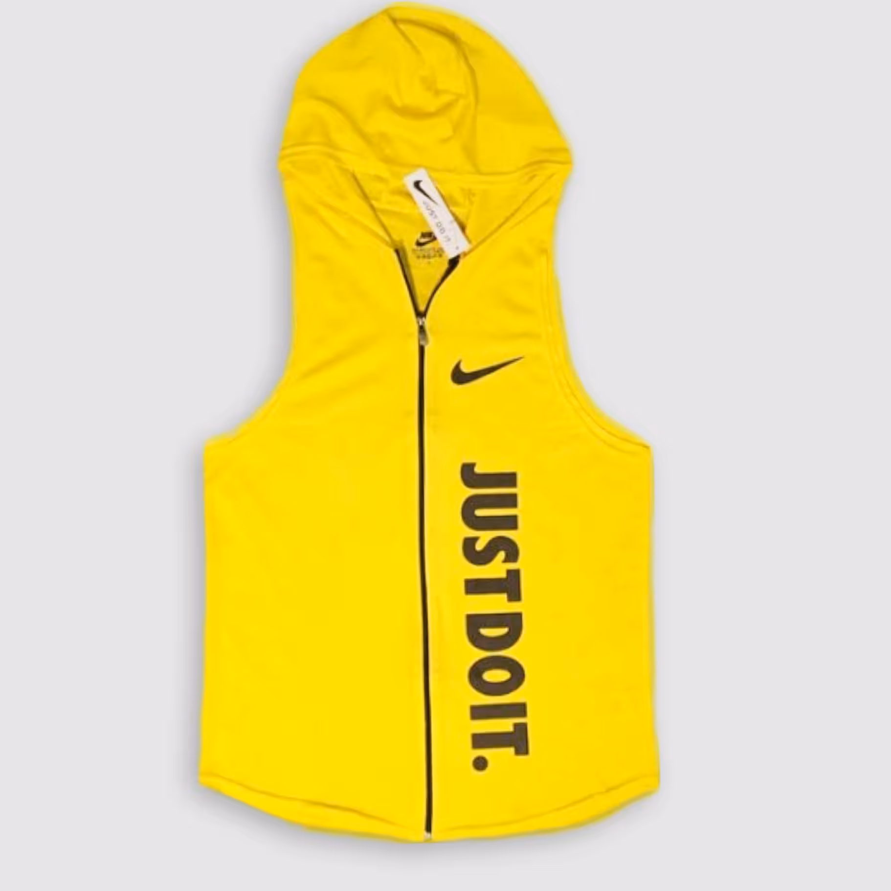 رکابی کلاهدار زیپی نایک  رنگ زرد (جنس سوزنی )