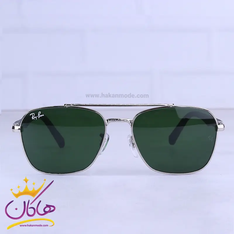 عینک آفتابی مردانه ری بن نقره ای شیشه سبز RB 5712/4