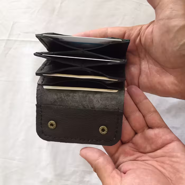 کیف کارت آکاردئون چرم طبیعی دستدوز