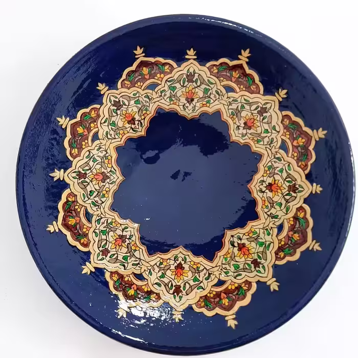 بشقاب دیوارکوب سفالی طرح تذهیب (پس کرایه)