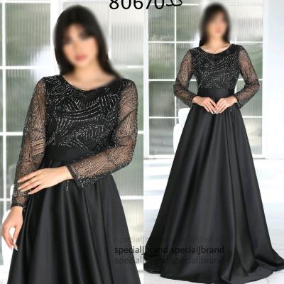 پیراهن شب ماکسی مجلسی ساتن و حریر سنگ کاری مدل السانا