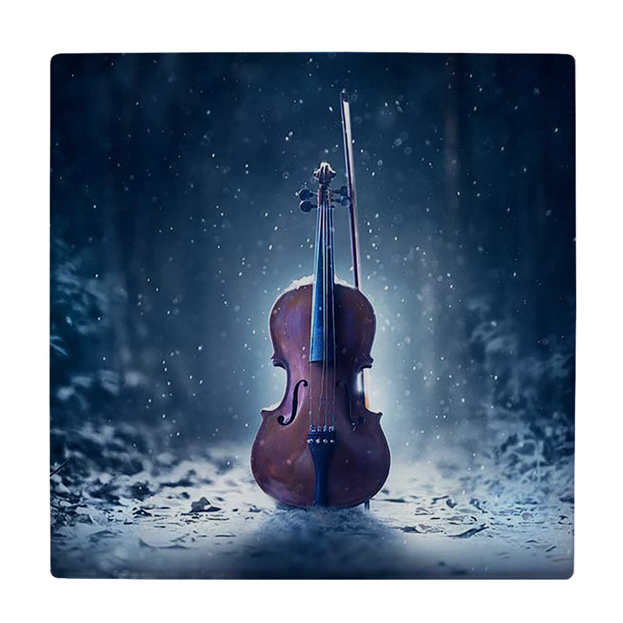  زیر لیوانی  طرح ویولن در منظره برفی کد    6202982_5642