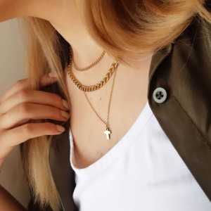 گردنبند سه ردیفی استیل