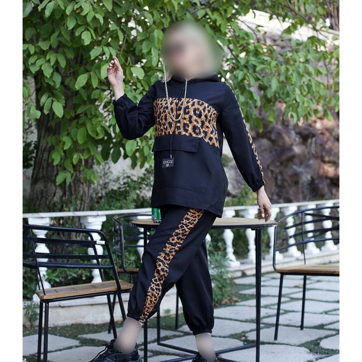 ست هودی شلوار زنانه پلنگی