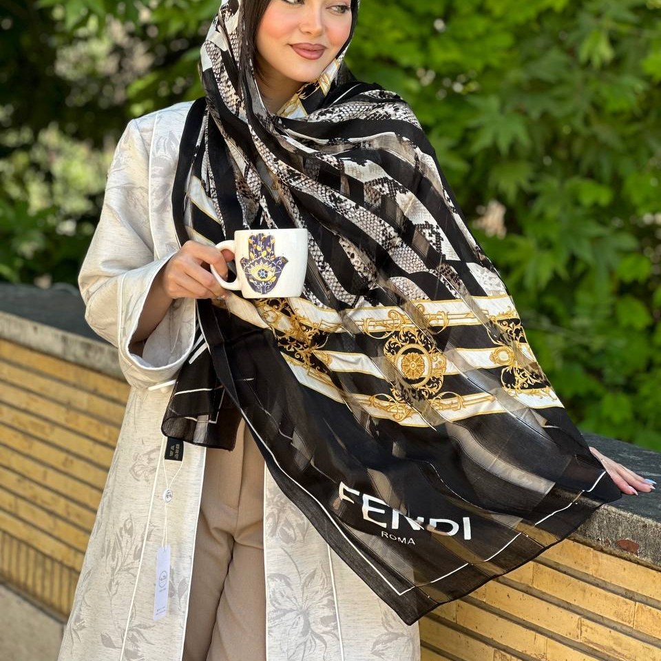 شال ایریشم میله ای وارداتی کد 38438(2)
