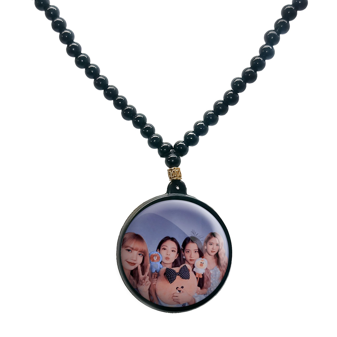 گردنبند پرمانه طرح بلک پینک کد pmd.17761 مدل دو طرفه