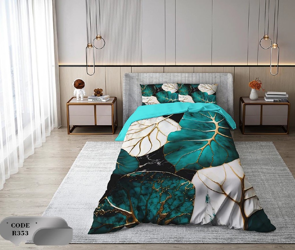 سرویس روتختی 1 نفره 4 تکه ابعاد 1.65 ×2.35 کشدار ضد حساسیت و عرق کد R353 | ست خواب و ست روتختی