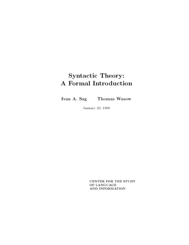 خرید و دانلود نسخه کامل کتاب Syntactic theory: a formal introduction
