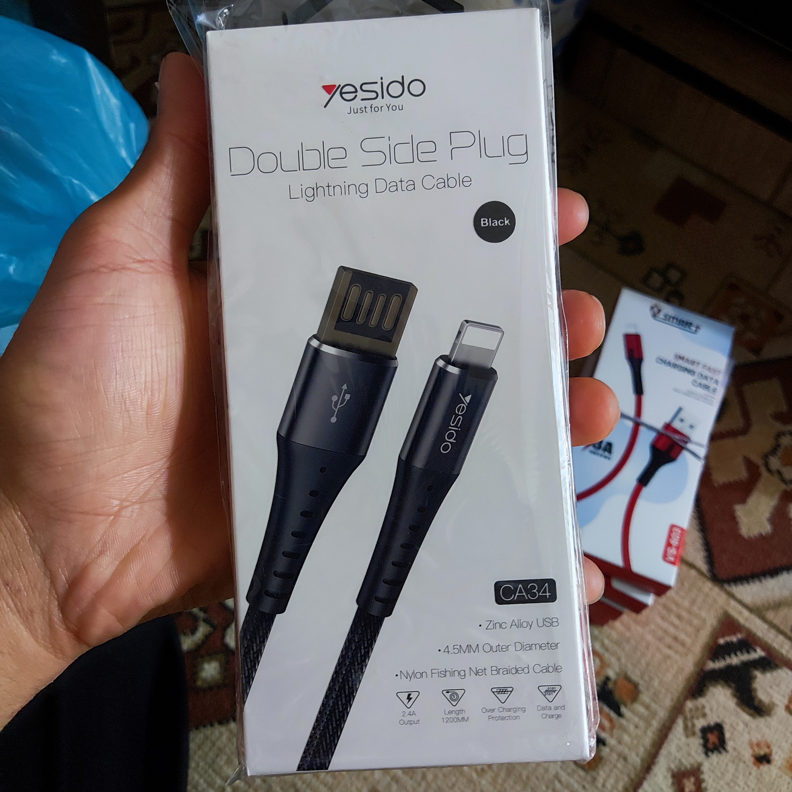 کابل شارژر یسیدو مدل CA-34 از نوع لایتنینگ به متراژ 100 سانتی متر 