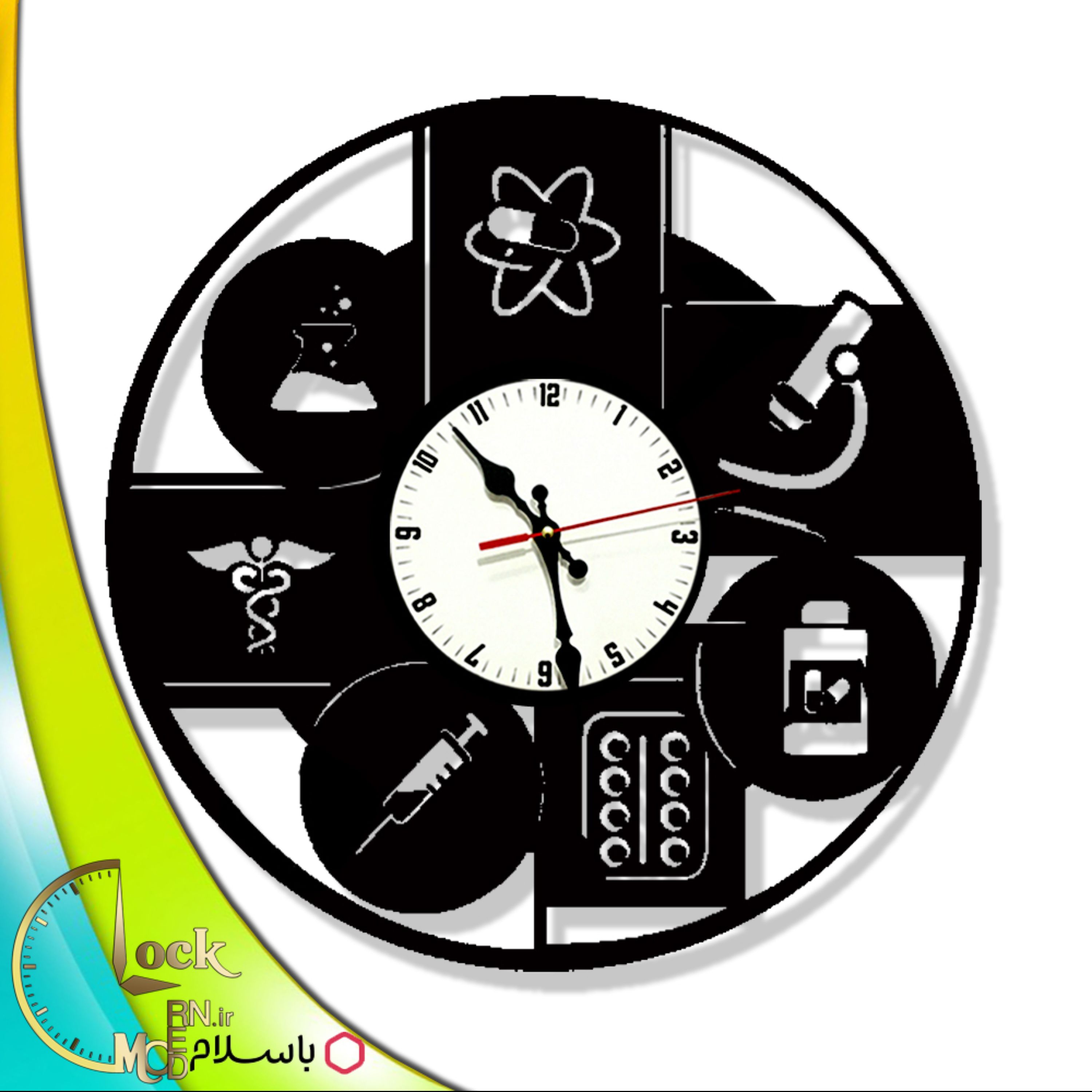 ساعت دیواری طرح آزمایشگاه کد 712 (پس کرایه)