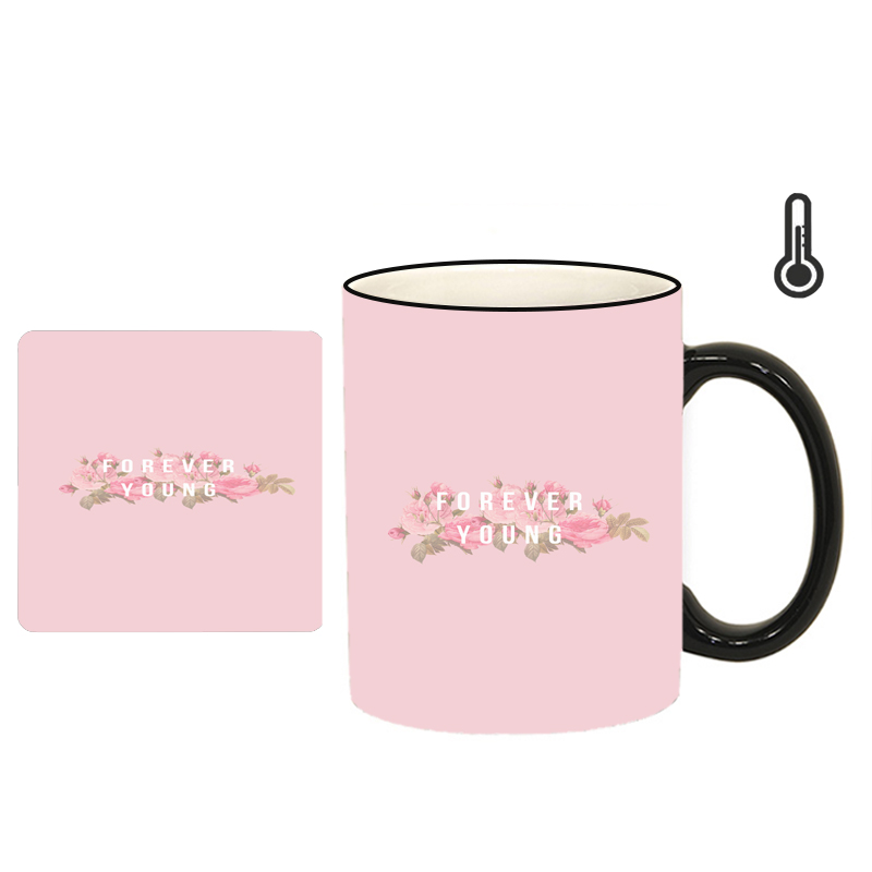  ماگ حرارتی طرح بلک پینک کد h73 به همراه زیرلیوانی