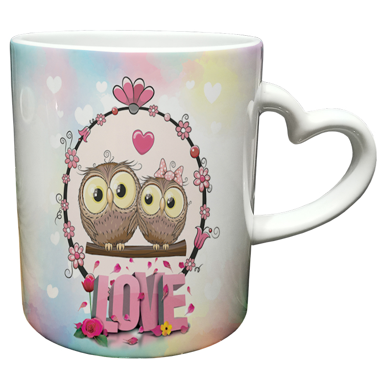 ماگ مدل دسته قلبی طرح عاشقانه کد 11