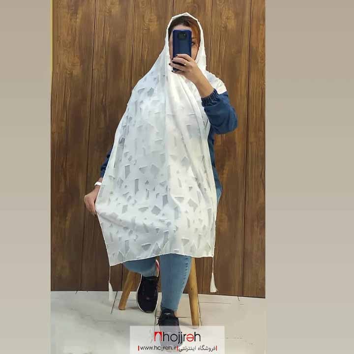 اطلاعات ، قیمت و خرید شال یاخما سفید منگوله دار کد RO165