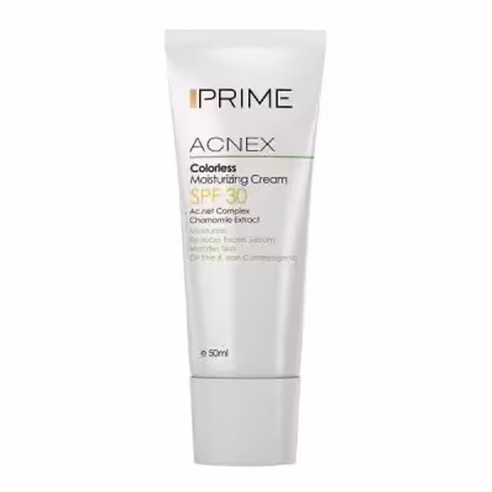 کرم مرطوب کننده بی رنگ SPF 30 پرایم مدل Acnex حجم 50 میلی لیتر