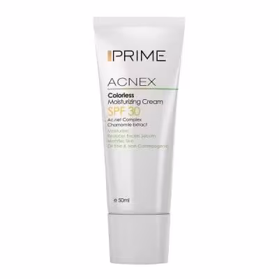 کرم مرطوب کننده بی رنگ SPF 30 پرایم مدل Acnex حجم 50 میلی لیتر
