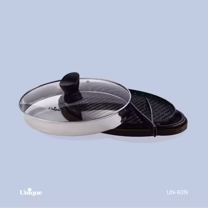 تابه گریل چدن بیضی با چوب با انبر یونیک کد محصول: UN-6019