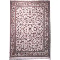 فرش ماشینی زمرد مشهد طرح افشان 45000 زمینه کرم