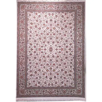 فرش ماشینی زمرد مشهد طرح افشان 45000 زمینه کرم