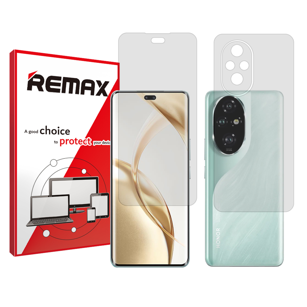 گلس صفحه نمایش و پشت گوشی آنر 200 Pro مدل هیدروژلی شفاف برند ریمکس کد SS