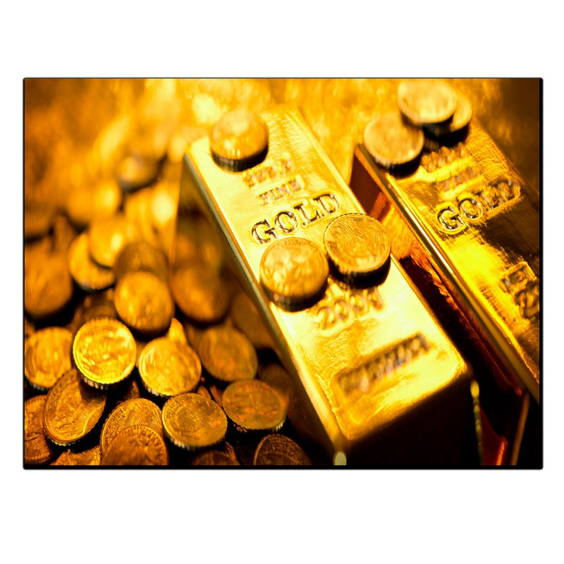 تابلو شاسی بکلیت طرح شمش و سکه طلا مدل SH-11413 | دنیای قاب