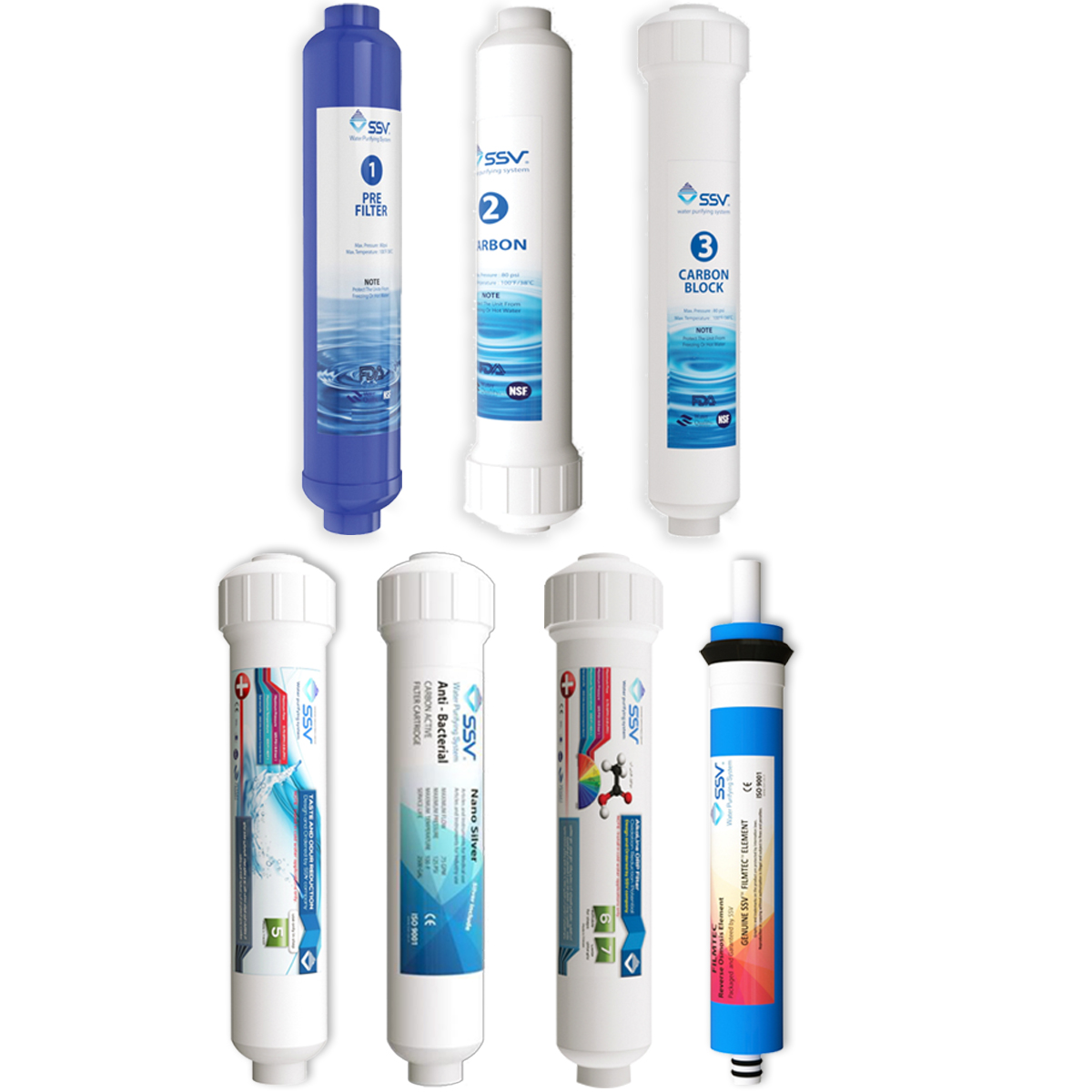 فیلتر دستگاه تصفیه آب اس اس وی مدل اینلاین L735 بسته 7 عددی