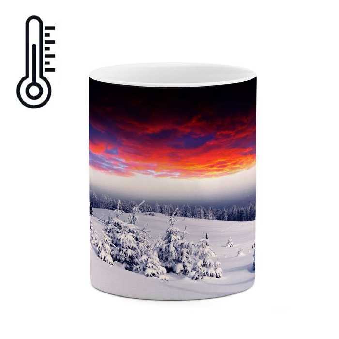 ماگ حرارتی کاکتی طرح منظره برفی مدل mgh15033