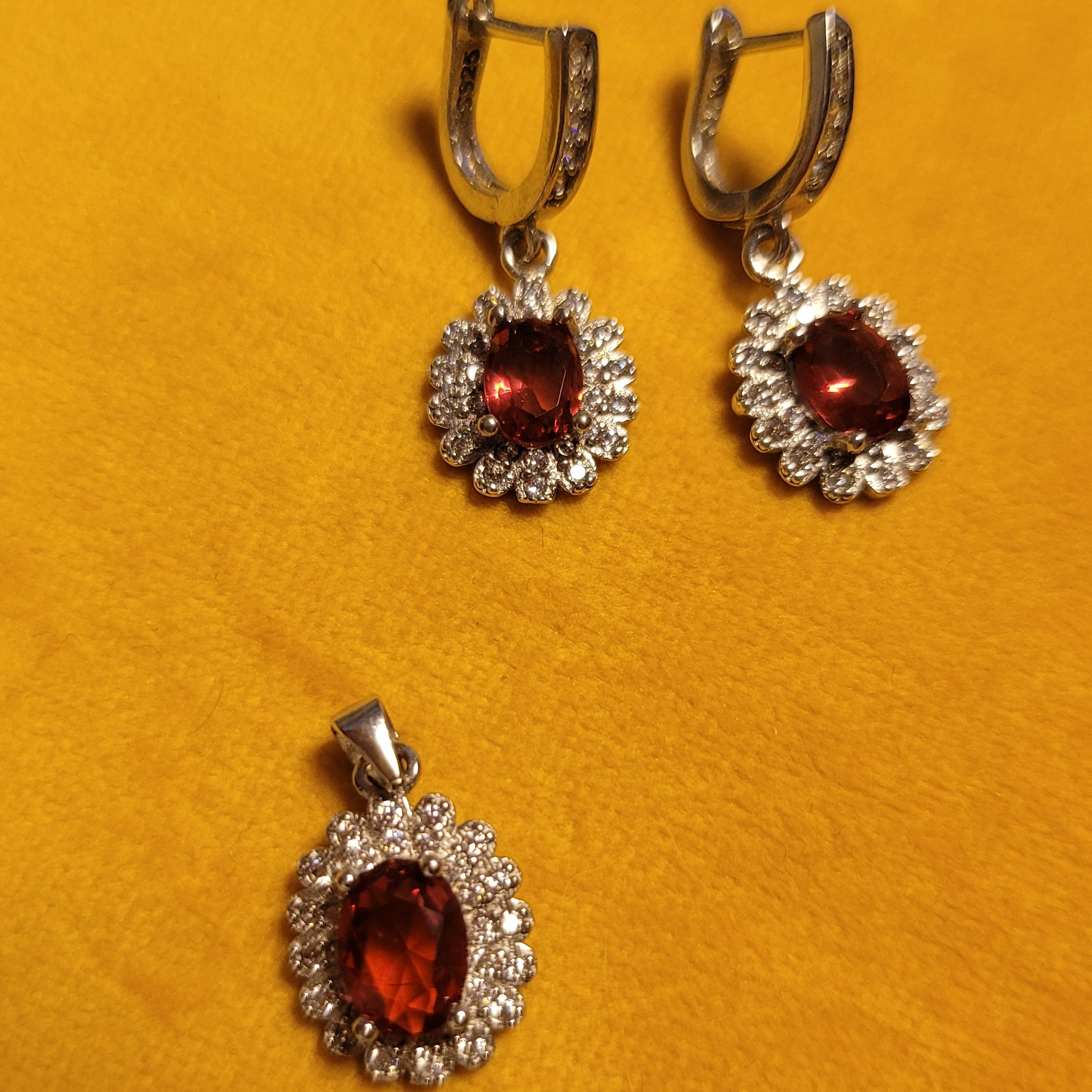 نیم ست جواهر نقره 925         