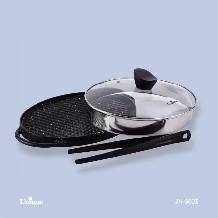 تابه گریل چدن گرد بزرگ بدون چوب یونیک کد محصول: UN-6003