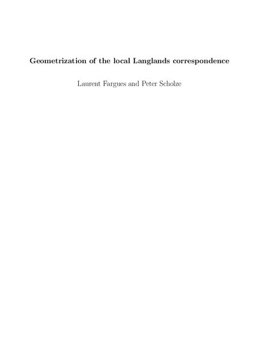 خرید و دانلود نسخه کامل کتاب Geometrization of the local Langlands correspondence