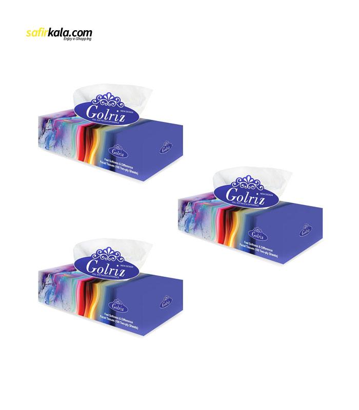 دستمال کاغذی 100 برگ گلریز مدل شراره بسته 3 عددی