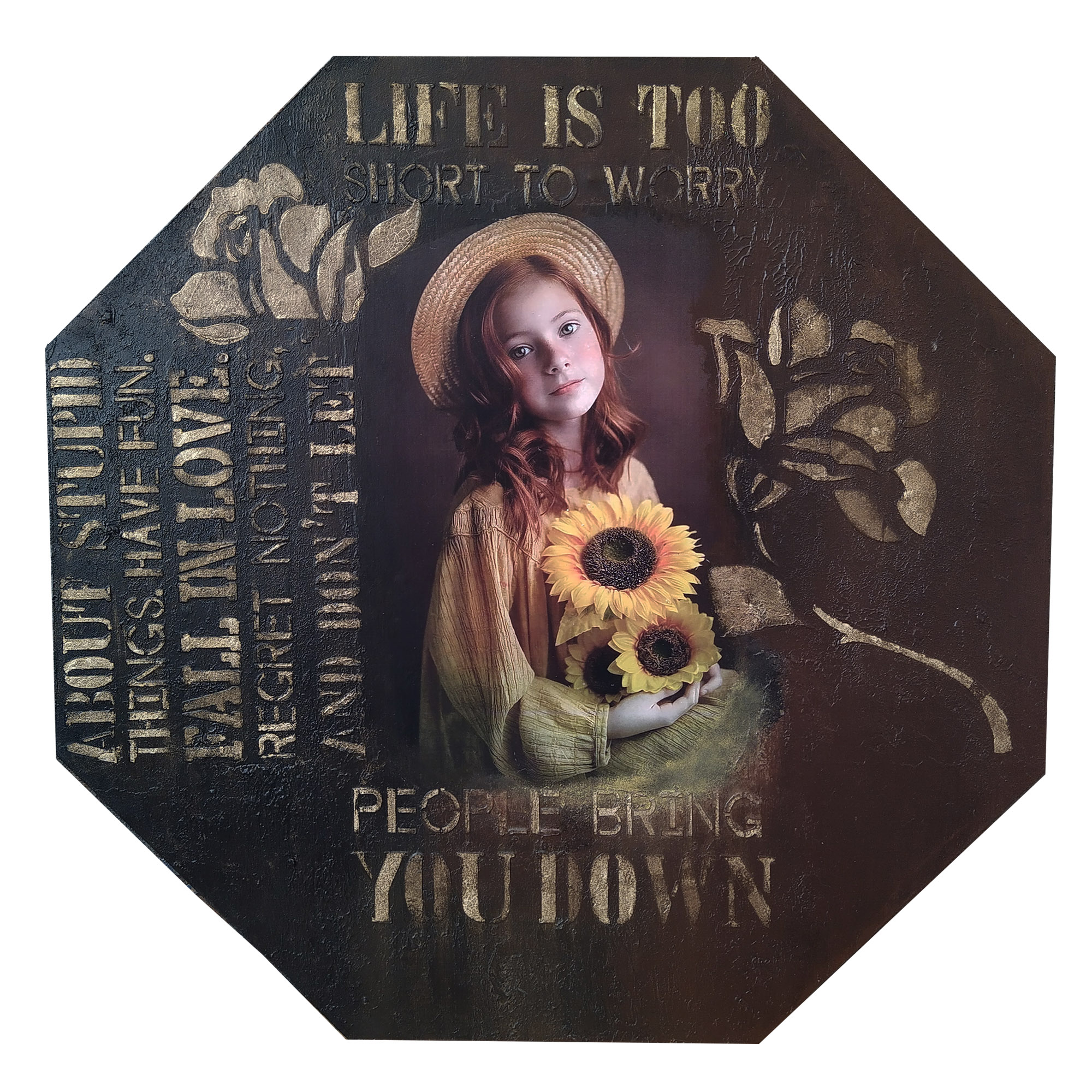 تابلو شاسی مدل دخترک و گل آفتابگردان کد FG140112